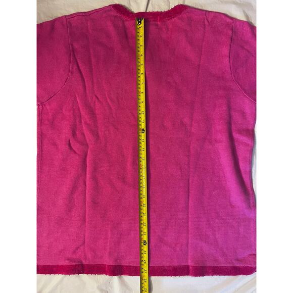 Vintage Quacker Factory Pink Snowman Beaded/Sequin Christmas V-Neck Sweater - 1X - Picture 10 of 16